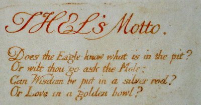 Thels Motto..., plade 1 fra The Book of Thel, 1789 (reliefradering med pen og wc) af William Blake
